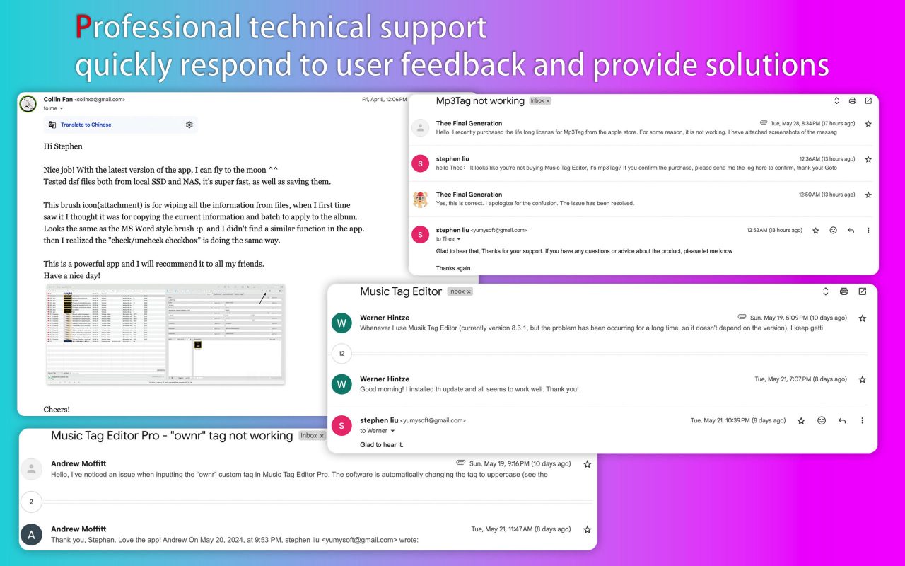 Professional technical support, quickly respond to user feedback and provide solutions